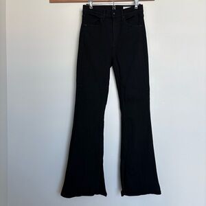 Rag & Bone Black Flare Jeans Split Hem Slit Bottom Size 27 High Rise